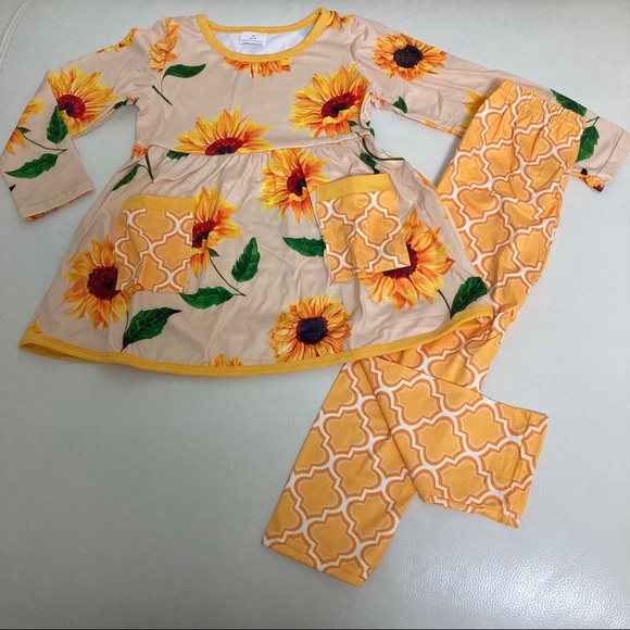 Sunflower 🌻 cute long sleeve top and pants set - Picture 4 of 7